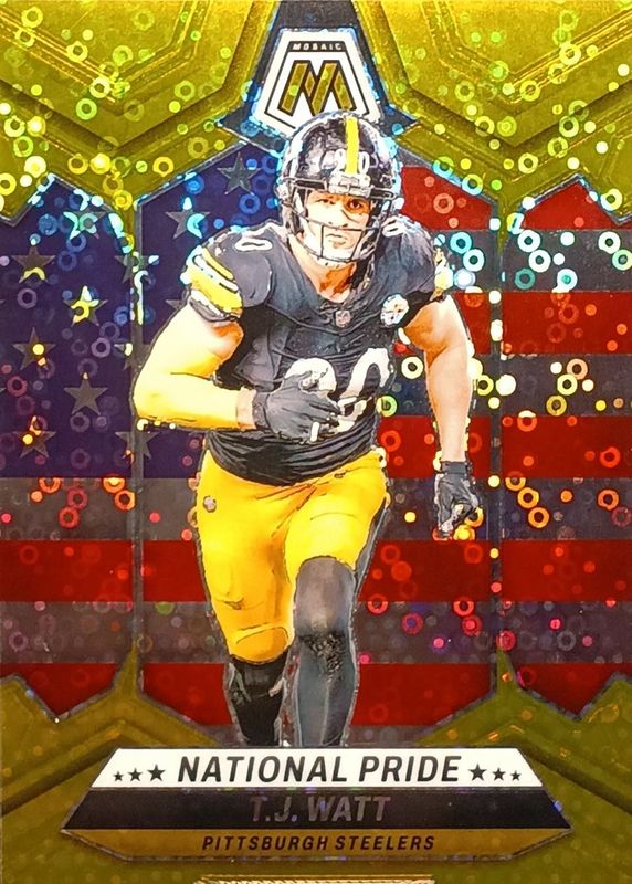 TJ Watt 2024 Mosaic #266 National Pride - No Huddle Gold /10 RAW