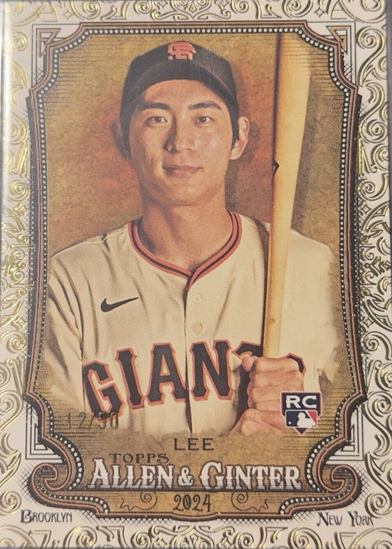 Jung Hoo Lee 2024 Topps Allen & Ginter #269 Gold Foil Filagree /50 Rookie PSA 10