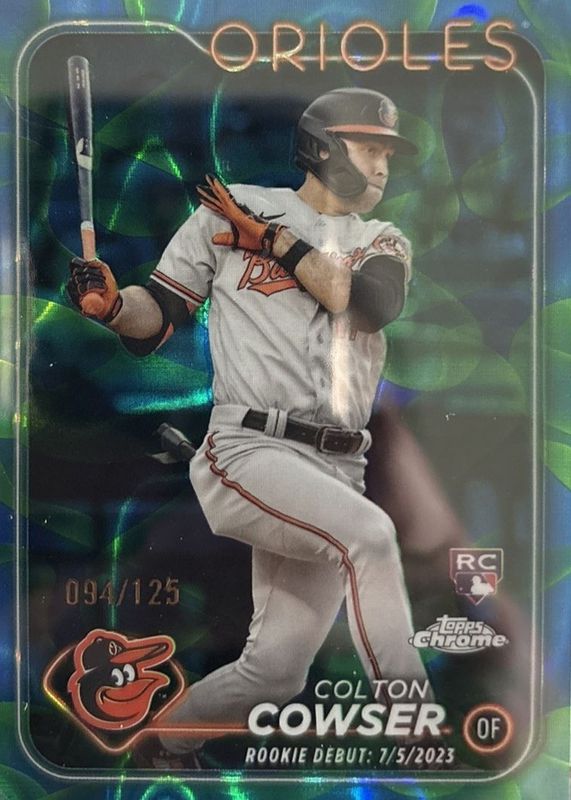 Colton Cowser 2024 Topps Chrome Update #USC154 Rookie Debut - Blue & Green Lava Lamp Refractor /125 RAW
