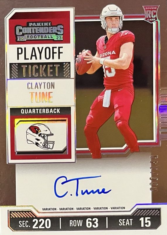 Clayton Tune 2023 Contenders #106 Rookie Ticket Auto Variation - Playoff Ticket /149 RAW
