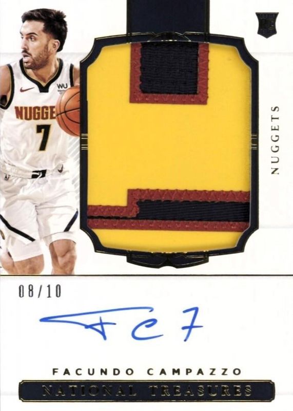 Facundo Campazzo 2020 National Treasures #110 Rookie Patch Auto - Gold /10