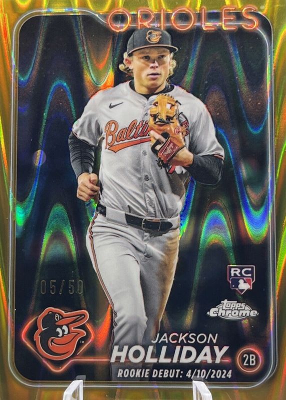 Jackson Holliday 2024 Topps Chrome Update #USC89 Rookie Debut - Gold RayWave Refractor /50 SGC 9