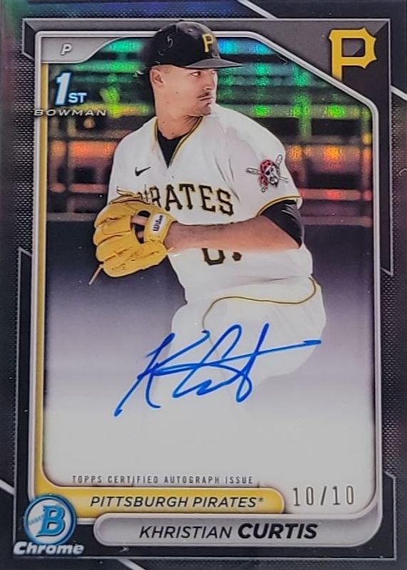 Khristian Curtis 2024 Bowman Chrome #CPA-KC Prospect Auto - Black Refractor /10 (1st) RAW