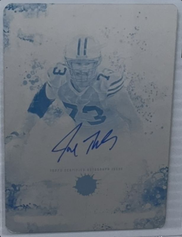 Joe Thomas 2023 Topps Motif #AA-JTH Aquarelle Autographs - Printing Plate Cyan /1 RAW