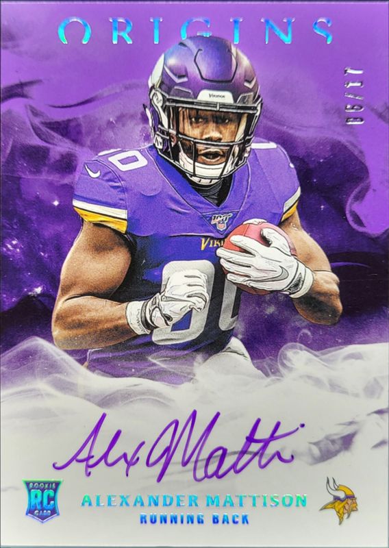 Alexander Mattison 2019 Origins #RA-AM Rookie Autographs - Purple /17 RAW