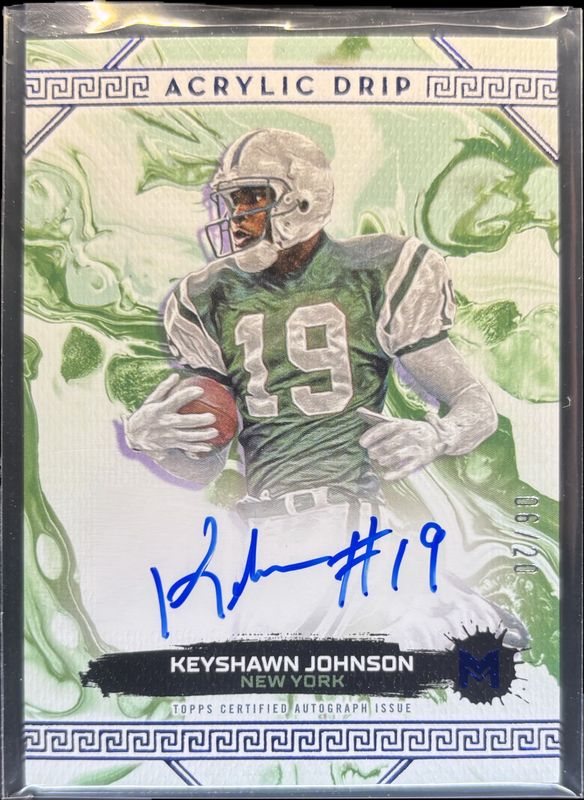 Keyshawn Johnson 2023 Topps Motif #AD-KJ Acrylic Drip Autographs - Ultramarine Blue /20 RAW