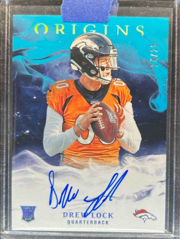 Drew Lock 2019 Origins #RA-DL Rookie Autographs - Turquoise /25 RAW