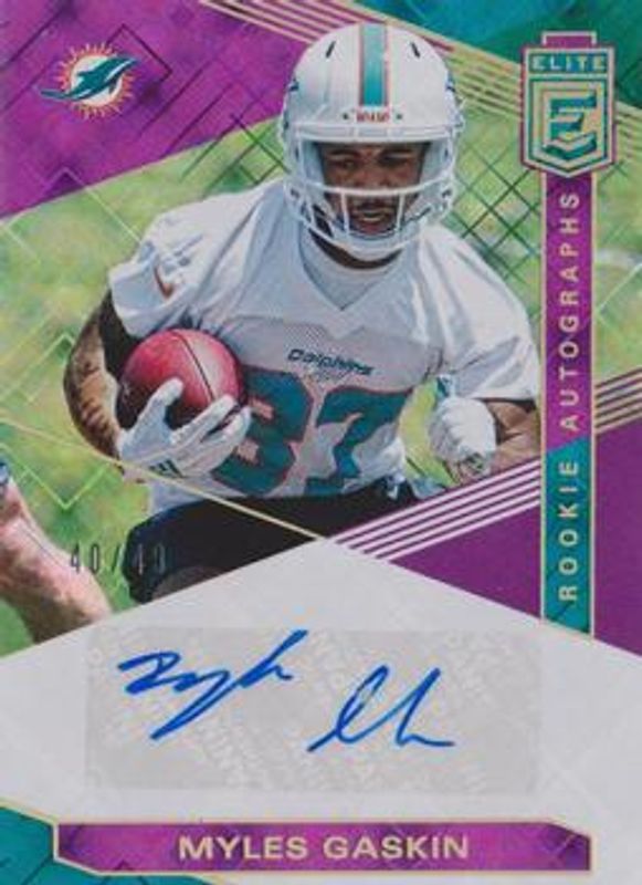 Myles Gaskin 2019 Elite #RA-MG Elite Rookie Autographs - Purple /49 RAW