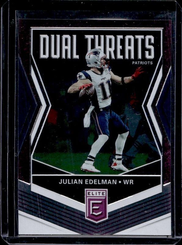 Julian Edelman 2019 Elite #DT-7 Dual Threats - Purple /75 RAW