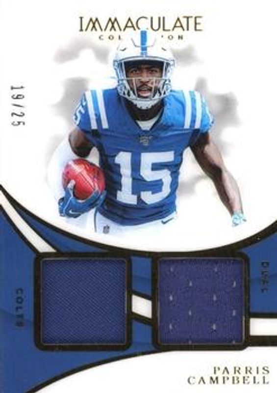 Parris Campbell 2019 Immaculate #IDJ-7 Immaculate Dual Jerseys /25 Rookie RAW
