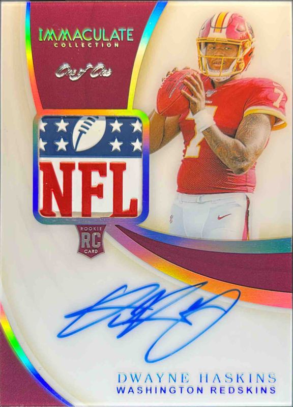 Dwayne Haskins 2019 Immaculate #101 Rookie Patch Autographs - NFL Shield /1 RAW