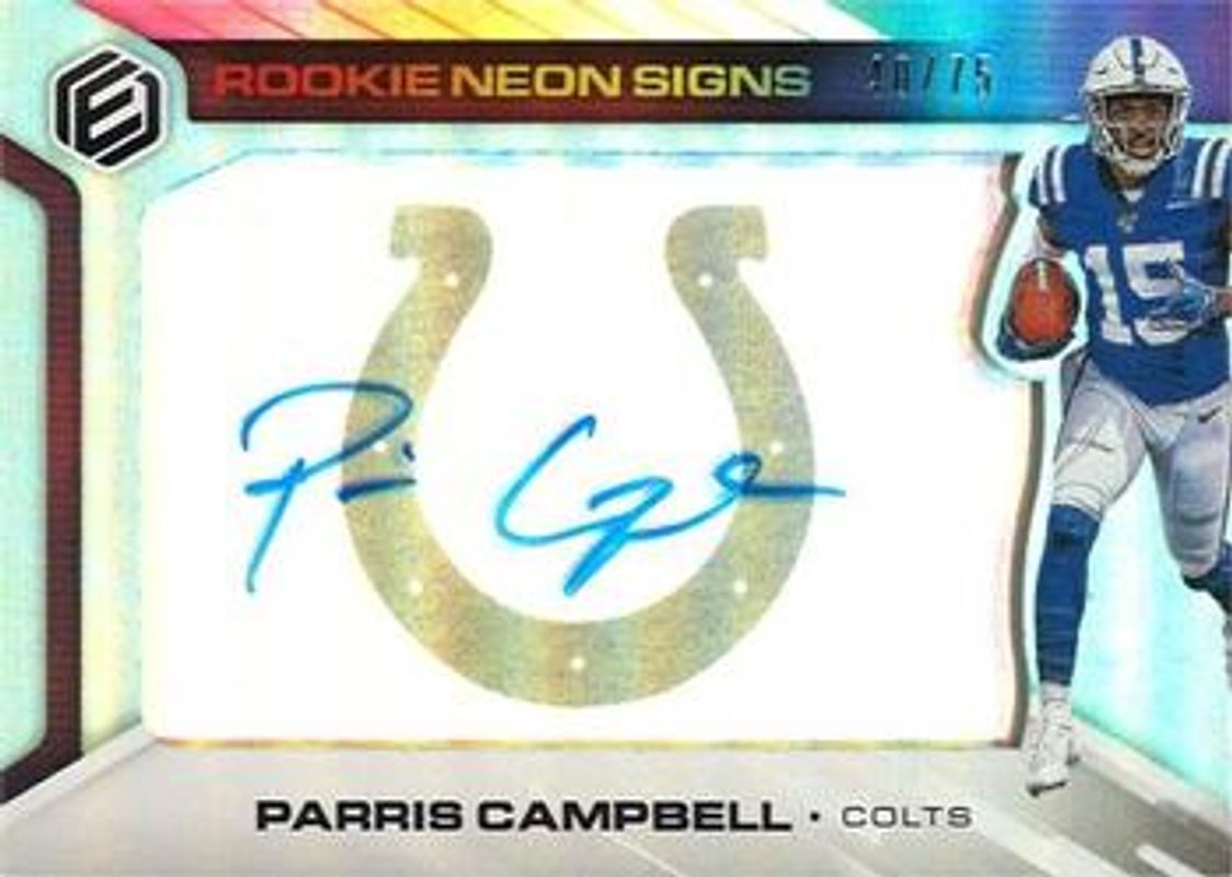 Parris Campbell 2019 Elements #RNS-PC Rookie Neon Signs - Blue /99 RAW