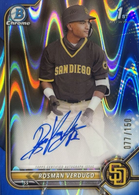 Rosman Verdugo 2022 Bowman Chrome #CPA-RV Prospect Auto - Blue RayWave Refractor /150 (1st) RAW