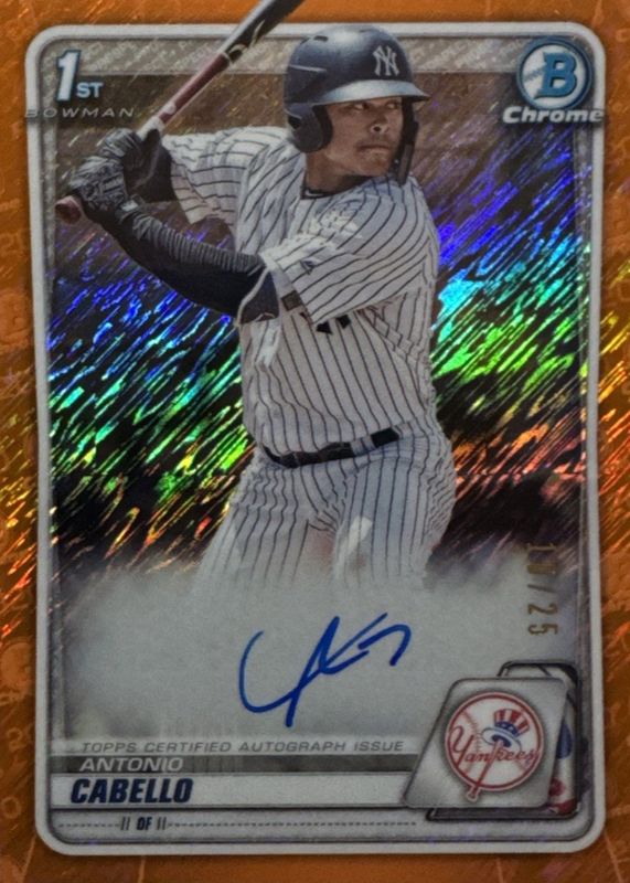Antonio Cabello 2020 Bowman Chrome #CPA-AC Prospect Auto - Orange Wave Refractor /25 (1st) RAW