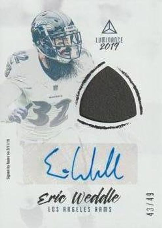 Eric Weddle 2019 Luminance #AJ-EW Autographs Jerseys /25 RAW