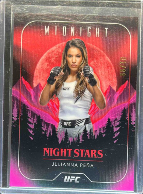 Julianna Pena 2024 Topps Midnight UFC #NS-22 Night Stars - Twilight /99 RAW
