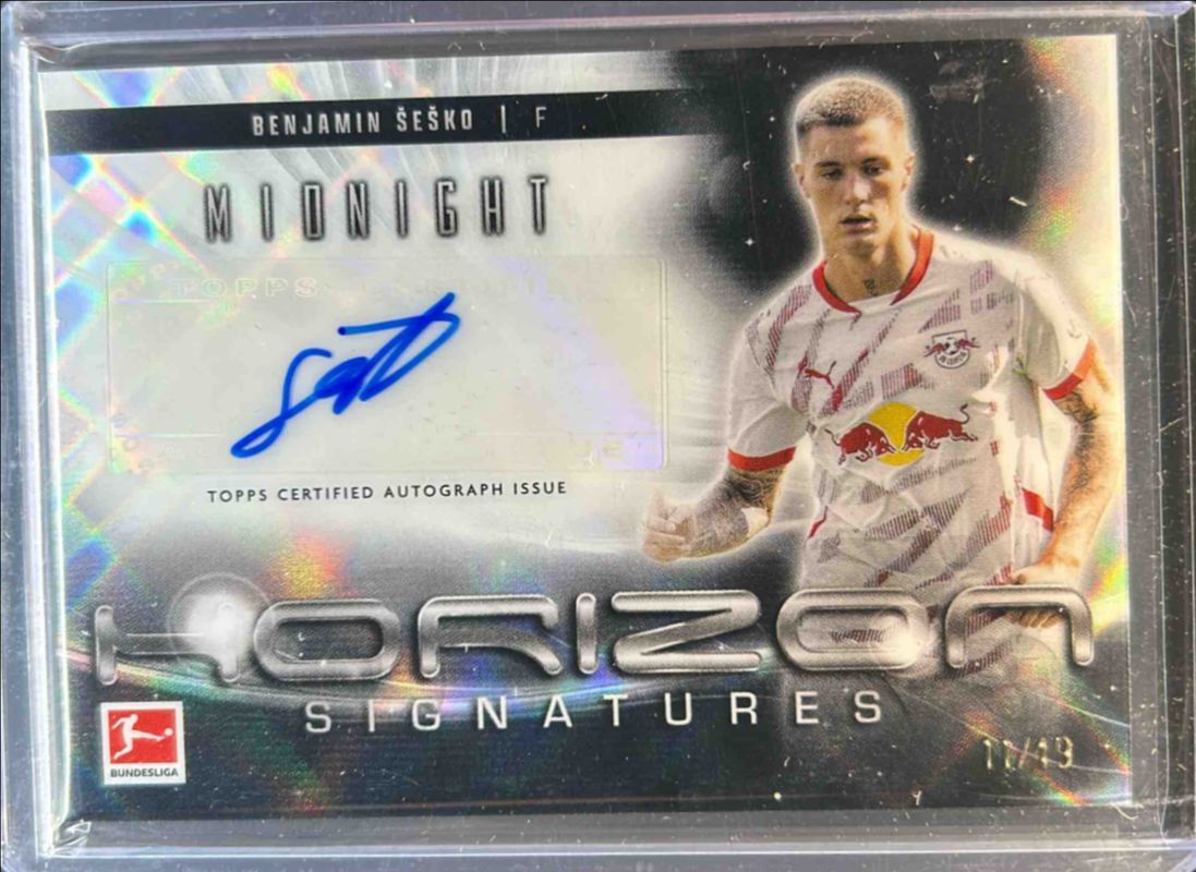 Benjamin Sesko 2024 Topps Bundesliga Midnight #HS-BS Horizon Signatures - Moon Beam /49 RAW