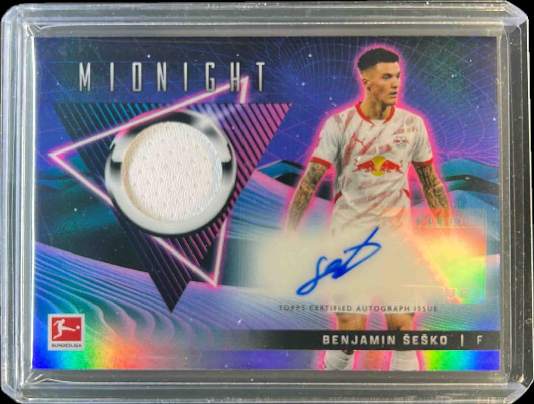 Benjamin Sesko 2024 Topps Bundesliga Midnight #JRA-BS Jersey Autographs Relics RAW