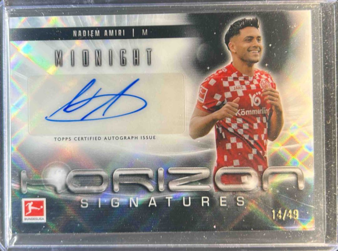 Nadiem Amiri 2024 Topps Bundesliga Midnight #HS-NAM Horizon Signatures - Moon Beam /49 RAW