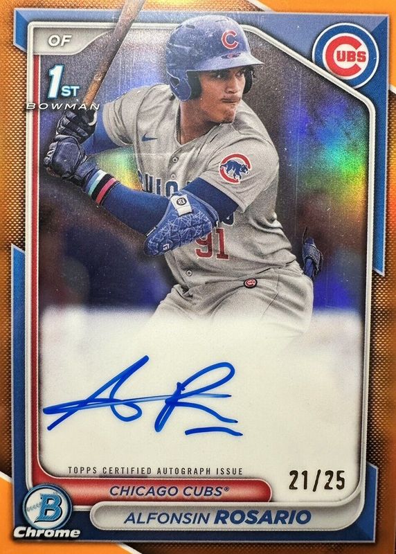 Alfonsin Rosario 2024 Bowman #CPA-ARO Chrome Prospect Auto - Orange Refractor /25 (1st) RAW