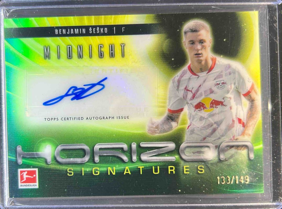 Benjamin Sesko 2024 Topps Bundesliga Midnight #HS-BS Horizon Signatures - Morning /149 RAW
