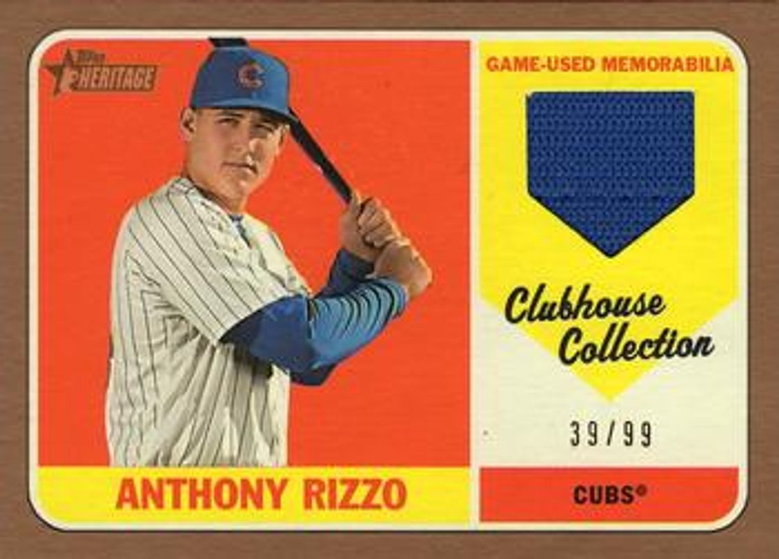 Anthony Rizzo 2018 Topps Heritage #CCR-AR Clubhouse Collection Relics - Gold /99 RAW