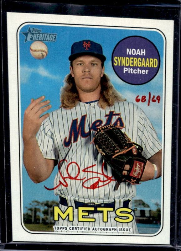 Noah Syndergaard 2018 Topps Heritage #ROA-NS Real One Autographs High Number - Red Ink /69 RAW