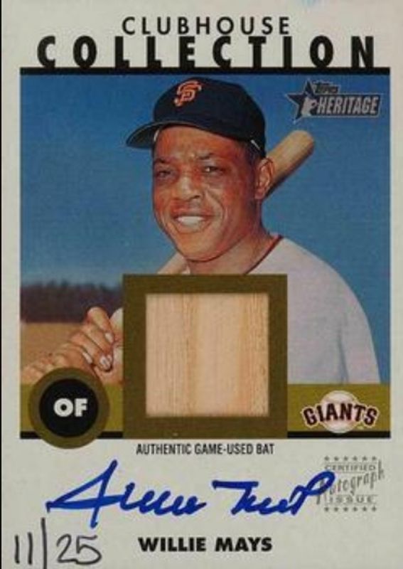 Willie Mays 2001 Topps Heritage #THCC-WM Clubhouse Collection Autographs Relics /25 RAW