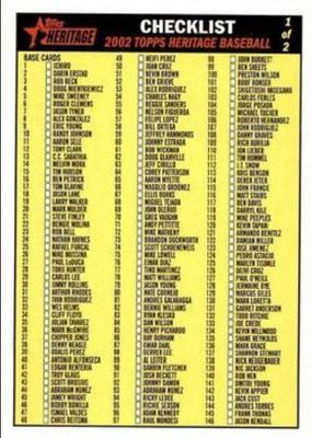2002 Topps Heritage #1 Checklists