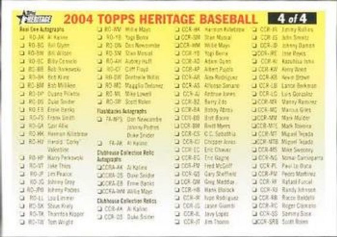2004 Topps Heritage #4 Checklists