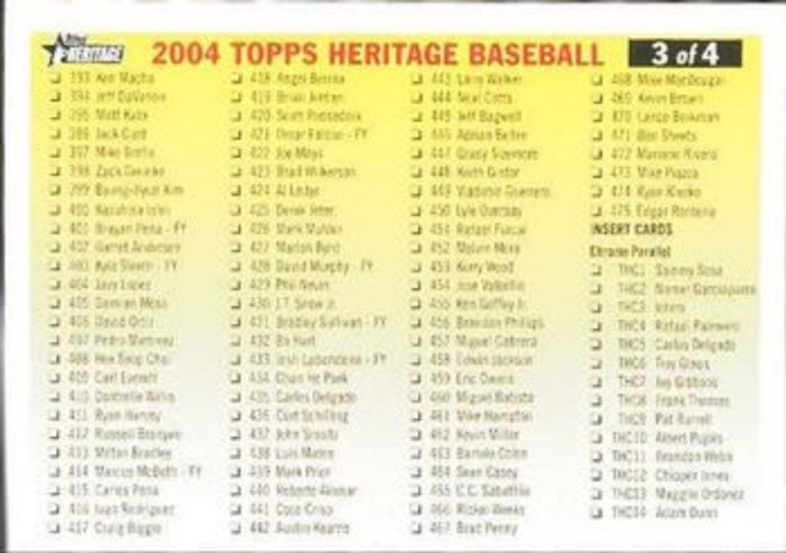 2004 Topps Heritage #3 Checklists