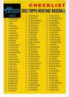 2003 Topps Heritage #1 Checklists