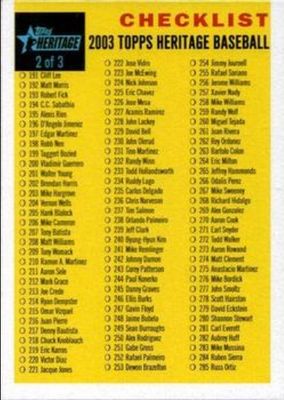 2003 Topps Heritage #2 Checklists