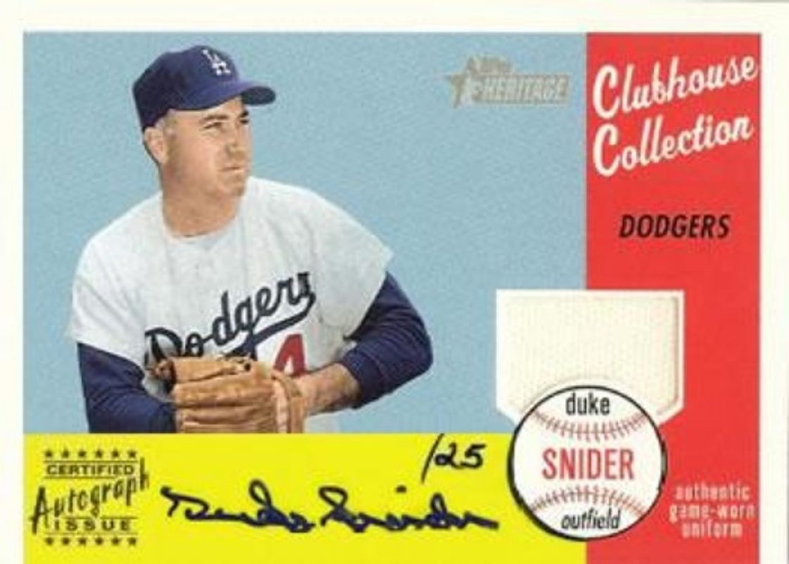 Duke Snider 2003 Topps Heritage #CCA-DS Clubhouse Collection Autographs Relics /25 RAW