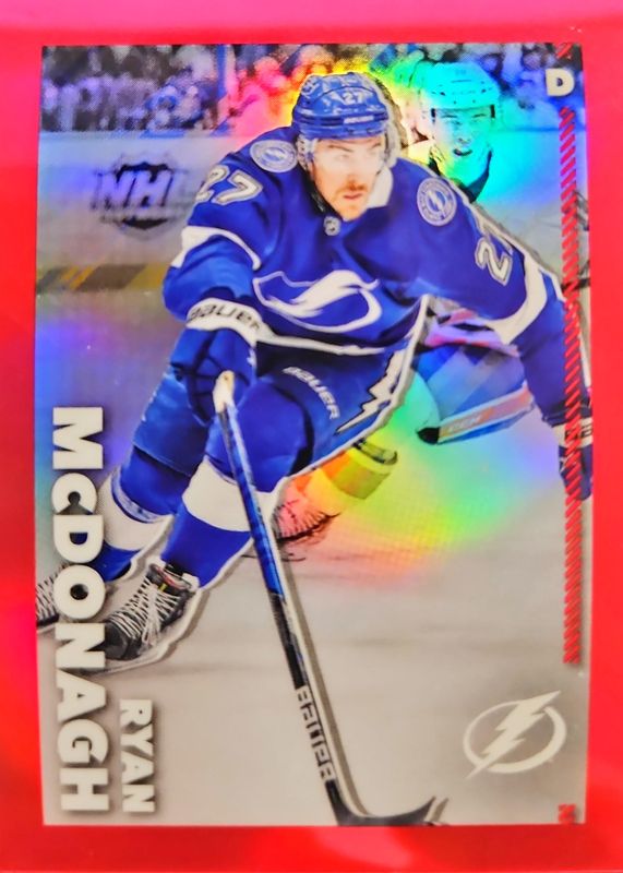 Ryan McDonagh 2022 Topps Chrome NHL Sticker Collection #458 Red Refractor /5 RAW