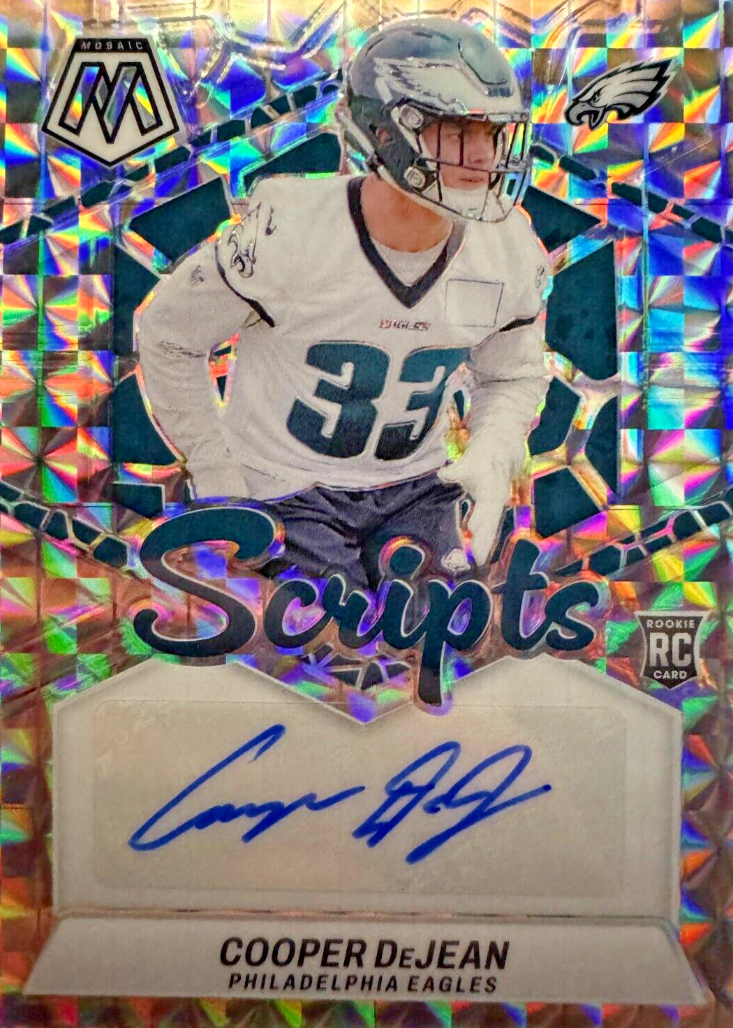 Cooper DeJean 2024 Mosaic #RS-CDN Rookie Scripts Price Guide