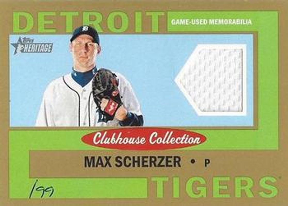 Max Scherzer 2013 Topps Heritage #CCR-MS Clubhouse Collection Relics - Gold /99 RAW