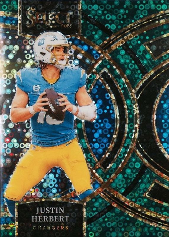 Justin Herbert 2023 Select #136 Premier Level Green Disco /5 RAW