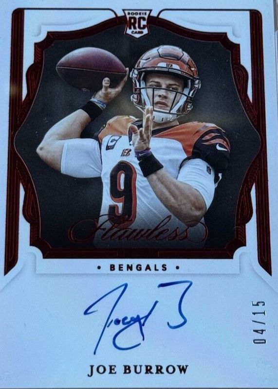 Joe Burrow 2020 Flawless #RSS-JBU Rookie Shadow Signatures - Ruby (/15) PSA 10