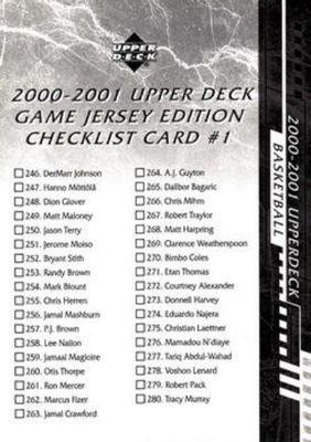 2000 Upper Deck #CL1 Checklists (Series Two (Game Jersey Edition))