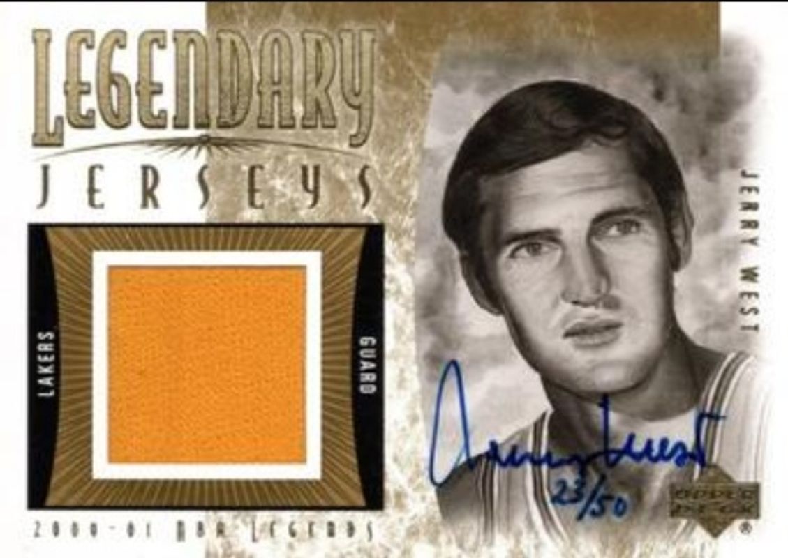 Jerry West 2000 Upper Deck Legends #JW-AJ Legendary Jerseys Autographed /50 RAW