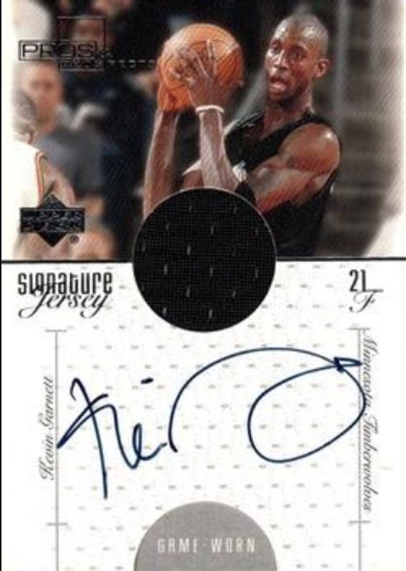 Kevin Garnett 2000 Upper Deck Pros & Prospects #KG Signatures Jerseys RAW