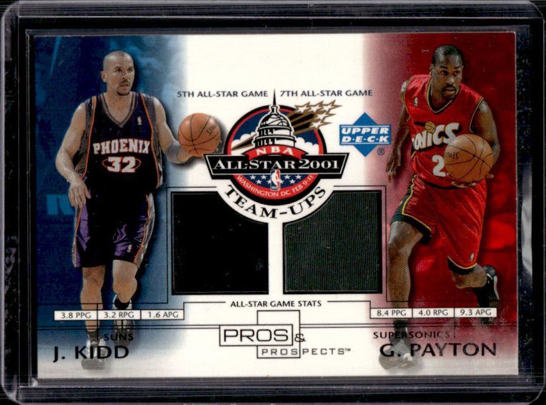 Anfernee Hardaway / Jason Kidd / Avery Johnson / John Stockton / Mookie Blaylock / Damon Stoudamire / Michael Jordan / Gary Payton 2001 Upper Deck Pros & Prospects #JK/GP All Star Team Ups Gold /25 RAW
