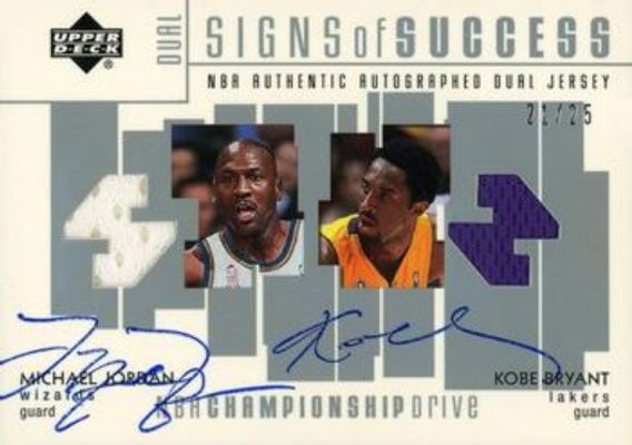 2002 Upper Deck Championship Drive #MJ/KB Signs of Success Dual Jersey /25