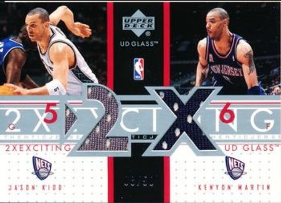 2002 Upper Deck Glass #2X-JK/KM 2 Exciting Dual Jersey /50