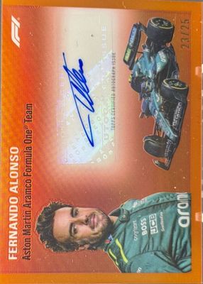 2024 Topps Chrome Formula 1 #1954-ALO 1954 Topps Signatures - Orange Refractor /25