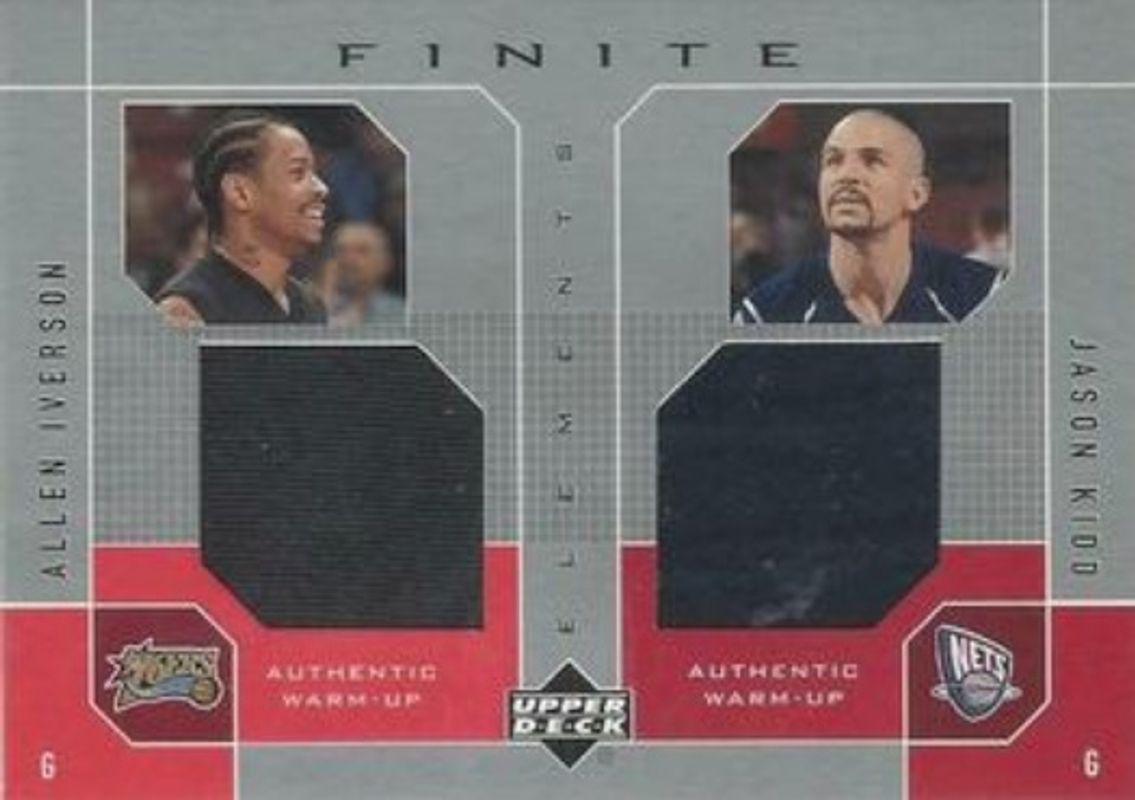 Allen Iverson / Jason Kidd 2002 Upper Deck Finite #AI/JK Elements Dual Warm Ups RAW