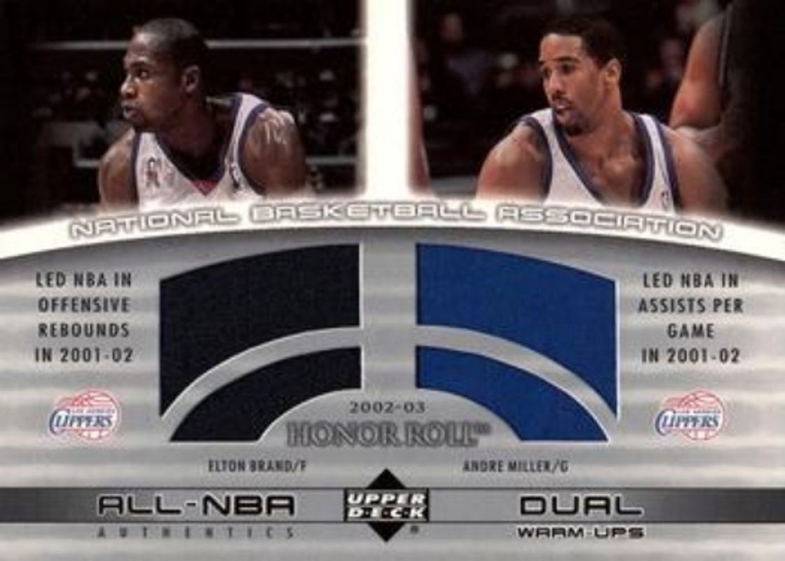 Andre Miller / Elton Brand 2002 Upper Deck Honor Roll #EB/AM-W All NBA Authentics Dual Warm ups RAW