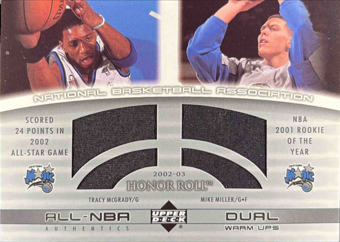 Mike Miller / Tracy McGrady 2002 Upper Deck Honor Roll #TM/MM-W All NBA Authentics Dual Warm ups RAW