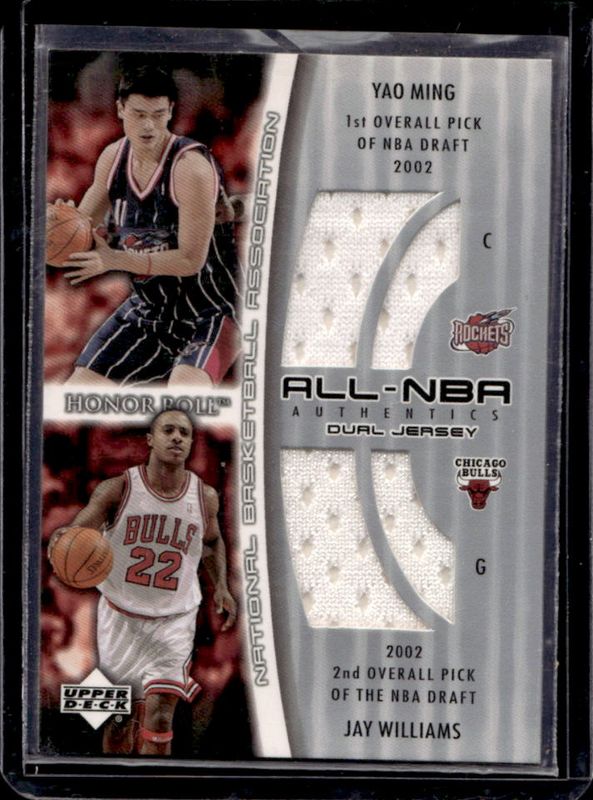 2002 Upper Deck Honor Roll #YM/JW-J All NBA Authentics Dual Jerseys